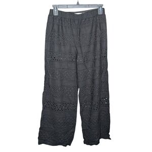 Alice + Olivia Black Eyelet Wide Leg Pants XS NWT Embroidered Lace MSRP $295